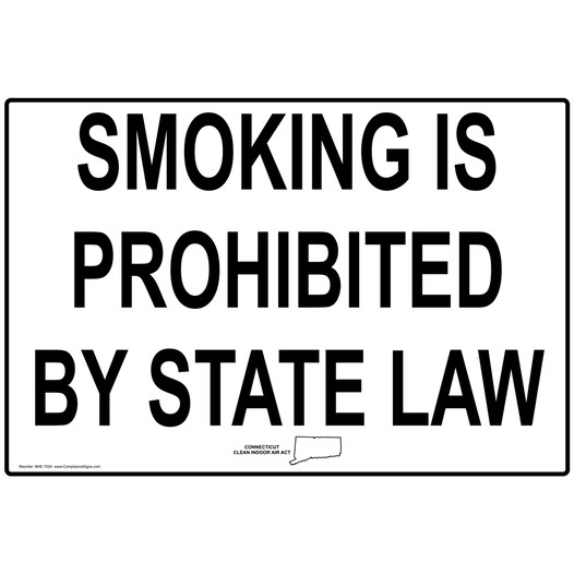 Connecticut Smoking Is Prohibited By State Law Sign NHE-7024-Connecticut