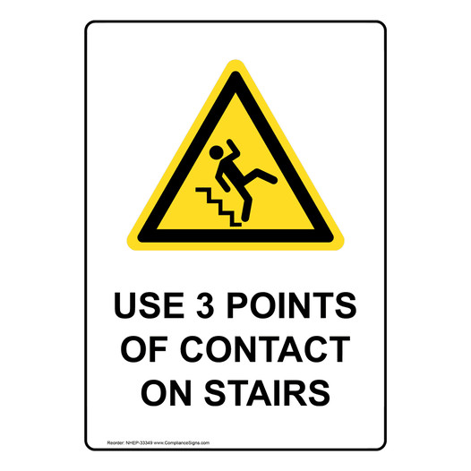 Portrait Use 3 Points Of Contact On Stairs Sign With Symbol NHEP-33349