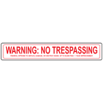 WARNING: NO TRESPASSING FEDERAL OFFENSE Sign, 24x4 in. Aluminum