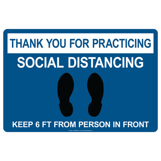 Blue Thank You For Practicing Social Distancing Floor Label CS484948