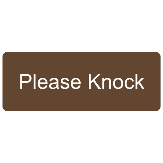 Brown Engraved Please Knock Sign EGRE-17846_White_on_Brown