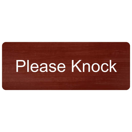 Cinnamon Engraved Please Knock Sign EGRE-17846_White_on_Cinnamon