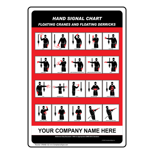 Floating Cranes And Floating Derricks Hand Signals Chart With Custom Text CRANE-122