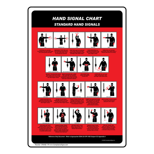 Standard Crane Hand Signals Chart CRANE-179