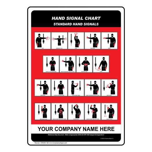 Standard Hand Signals Sign CRANE-180 Crane Hand Signals