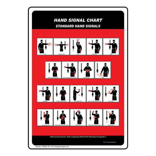 Standard Crane Hand Signals Chart CRANE-181
