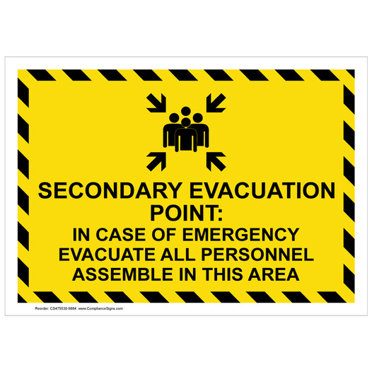 Secondary Evacuation Point: In Case Sign With Symbol NHE-30363
