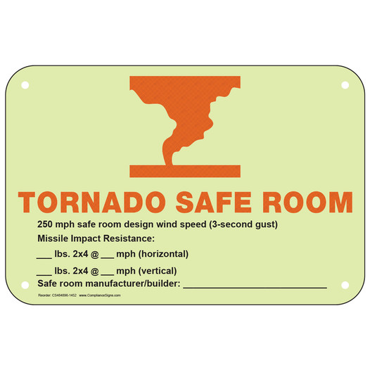 FEMA Tornado Safe Room Weather Shelter Sign NHE-25787