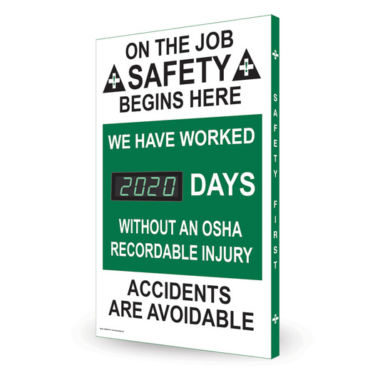 WE HAVE WORKED ___ DAYS WITHOUT AN OSHA RECORDABLE INJURY Digital Safety Scoreboard CS555347