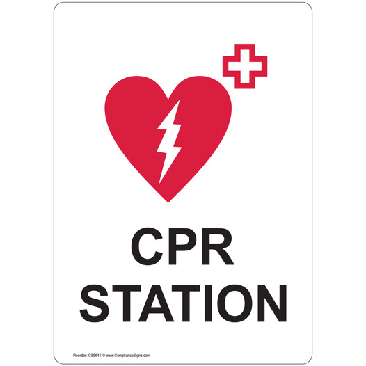 CPR Station Sign With Symbol