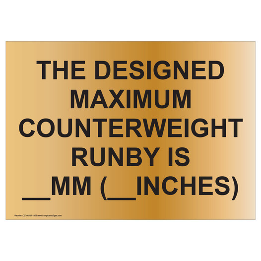 Brass Designed Maximum Counterweight Runby Sign NHE-18268_BBF
