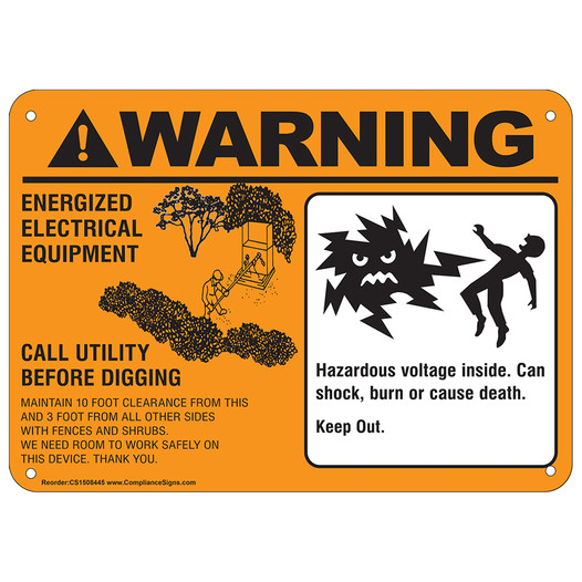ANSI WARNING Energized Electrical Equipment Call Utility Sign CS508445