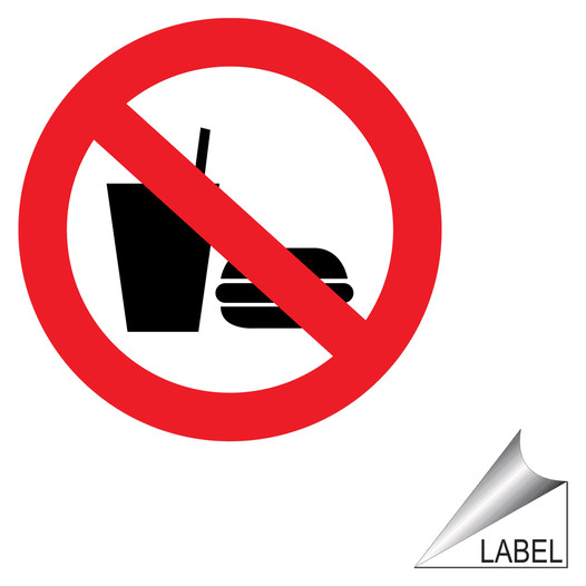 No Eating Or Drinking Symbol Label LABEL-PROHIB-55-R Customer Policies