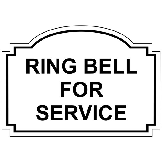 White Engraved RING BELL FOR SERVICE Sign EGRE-15813_Black_on_White