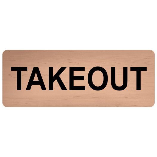 Cashew Engraved TAKEOUT Sign EGRE-15824_Black_on_Cashew