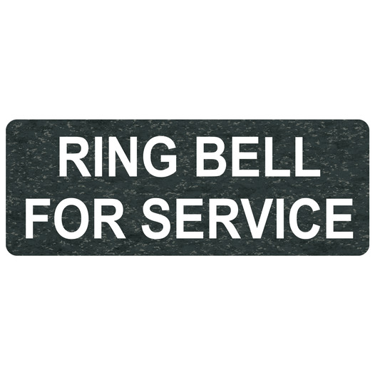 Charcoal Marble Engraved RING BELL FOR SERVICE Sign EGRE-15941_White_on_CharcoalMarble