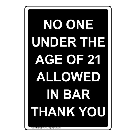 Portrait No One Under The Age Of 21 Allowed Sign NHEP-25744
