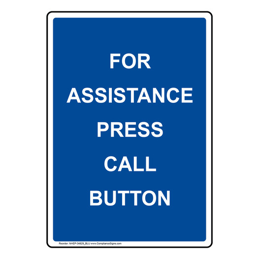 Portrait For Assistance Press Call Button Sign NHEP-34829_BLU