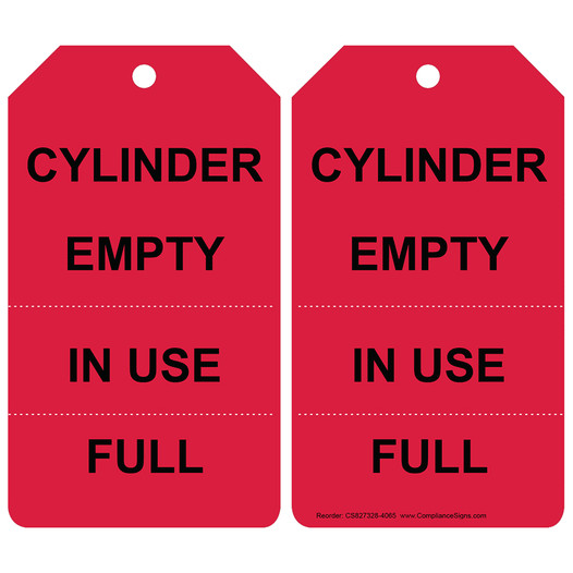 Red CYLINDER EMPTY IN USE FULL Safety Tag CS827328