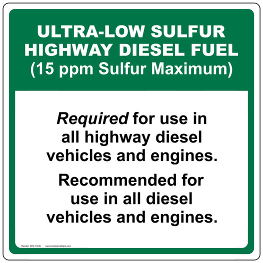 Ultra-Low Sulfur Highway Diesel Fuel Label