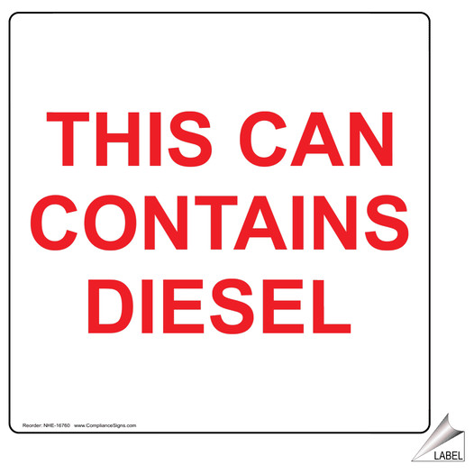 This Can Contains Diesel Label for Fuel