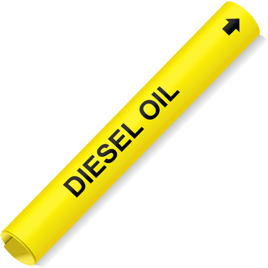 Coiled Black-on-Yellow Diesel Oil Pipe Marker CS612858