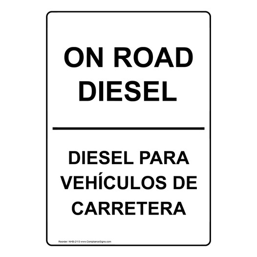On Road Diesel - Diesel Para Vehículos De Carretera Sign NHB-2113