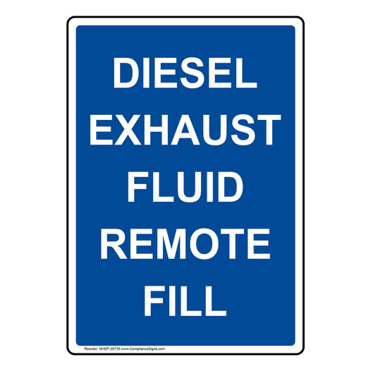 Portrait Diesel Exhaust Fluid Remote Fill Sign NHEP-29735