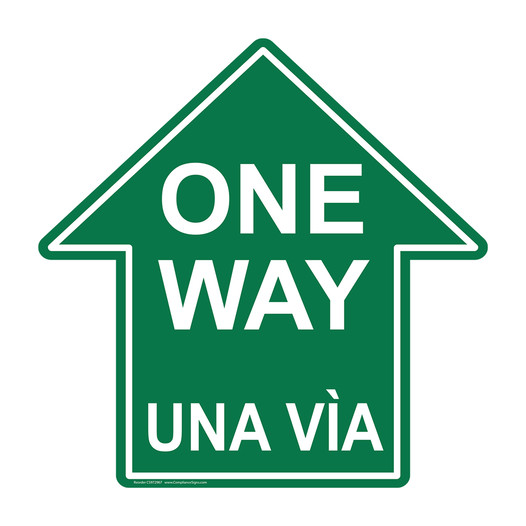 One Way - Una Via Bilingual Floor Label CS972967