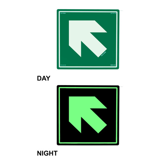 Green Glow-in-Dark Diagonal Directional Arrow Sign NHE-27458