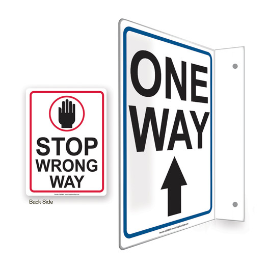 Projection-Mount One Way [Up Arrow] - Stop Wrong Way Sign CS920843