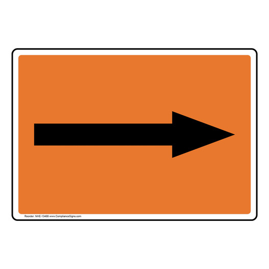 Directional Arrow Black on Orange Sign NHE-13468