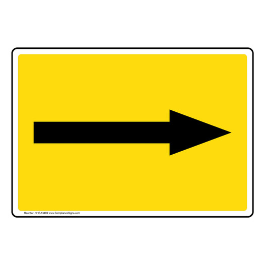 Directional Arrow Black on Yellow Sign NHE-13469 Directional