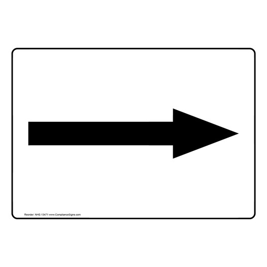 Directional Arrow Black on White Sign NHE-13471