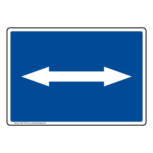 Dual Directional Arrow White on Blue Sign NHE-13473 Directional