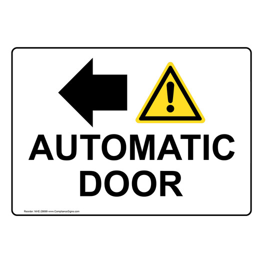 Automatic Door [Left Arrow] Sign With Symbol NHE-28699