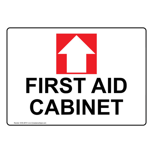 First Aid Cabinet [Up Arrow] Sign With Symbol NHE-28731