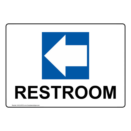 Restroom [Left Arrow] Sign With Symbol NHE-28755