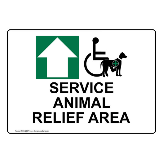Service Animal Relief Area [Up Arrow] Sign With Symbol NHE-28872