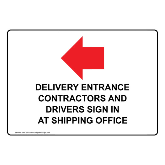 Delivery Entrance Contractors And Sign With Symbol NHE-28910