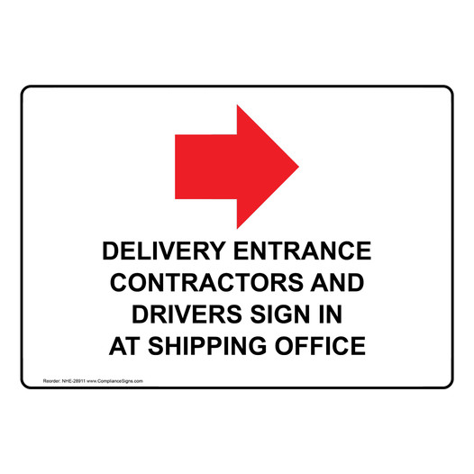Delivery Entrance Contractors And Sign With Symbol NHE-28911