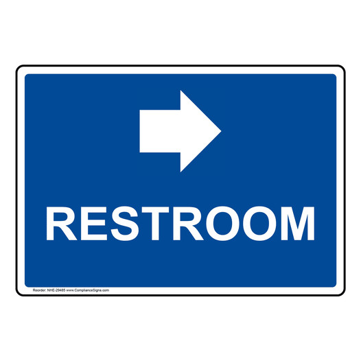Restroom [Right Arrow] Sign With Symbol NHE-29485