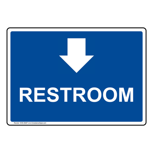 Restroom [Down Arrow] Sign With Symbol NHE-29487