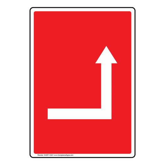 Portrait Red Right Corner Directional Arrow Sign NHEP-13341