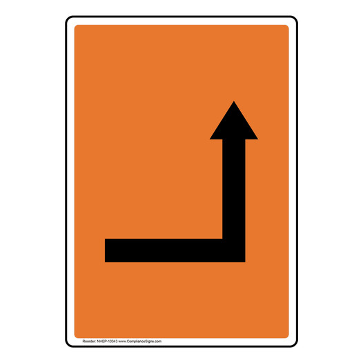 Portrait Orange Right Corner Directional Arrow Sign NHEP-13343