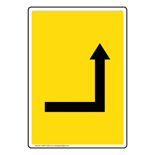 Portrait Yellow Right Corner Directional Arrow Sign NHEP-13344