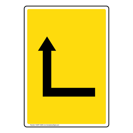 Portrait Yellow Left Corner Directional Arrow Sign NHEP-13485