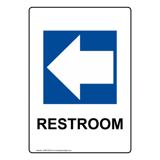 Vertical Sign - Directional - Restroom [Left Arrow]