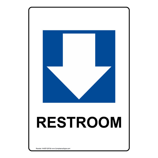 Portrait Restroom [Down Arrow] Sign With Symbol NHEP-28758