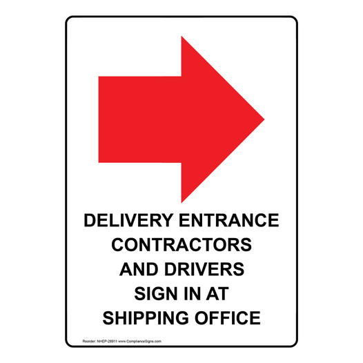 Portrait Delivery Entrance Contractors Sign With Symbol NHEP-28911